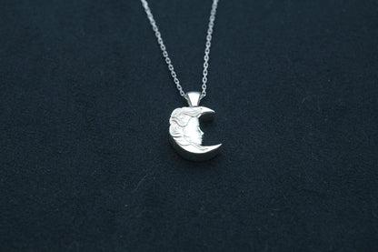 Moon Woman Silhouette Urn Necklace – 925 Sterling Silver Memorial Ash Pendant (16.5 mm)