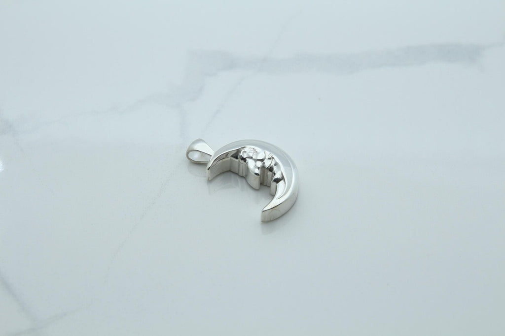 Moon Grandpa Urn Necklace – 925 Sterling Silver Memorial Ash Pendant (20 mm)