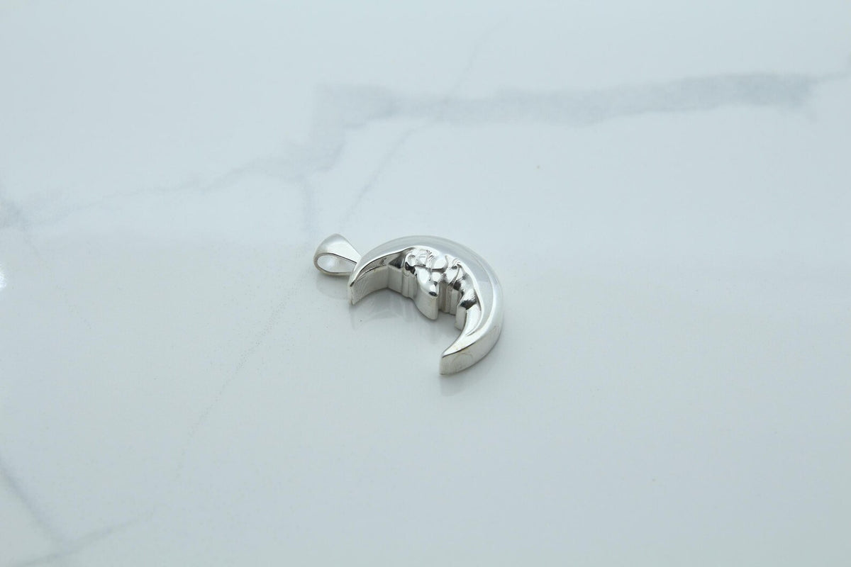 Moon Grandpa Urn Necklace – 925 Sterling Silver Memorial Ash Pendant (20 mm)