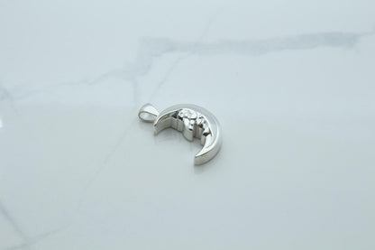 Moon Grandpa Urn Necklace – 925 Sterling Silver Memorial Ash Pendant (20 mm)