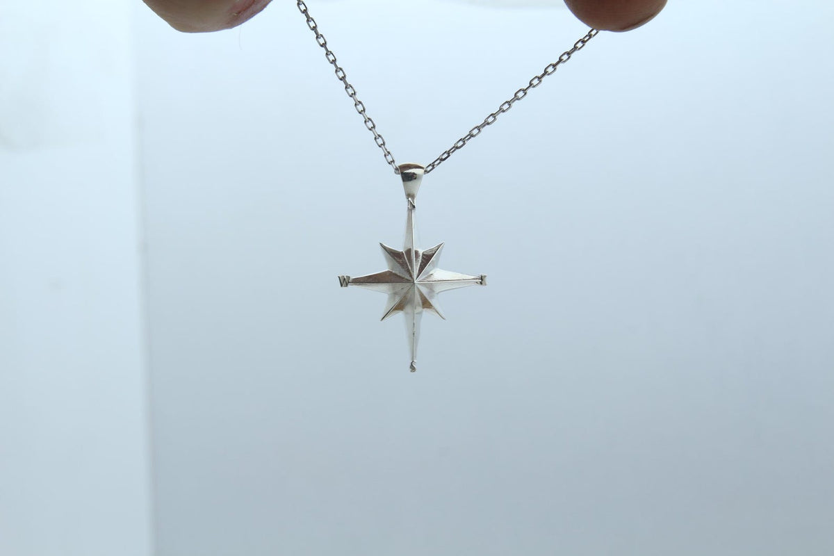 Compass Urn Necklace – 925 Sterling Silver Memorial Ash Pendant (25 mm)