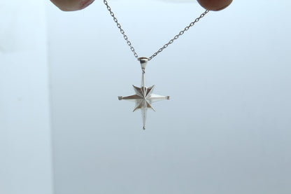 Compass Urn Necklace – 925 Sterling Silver Memorial Ash Pendant (25 mm)