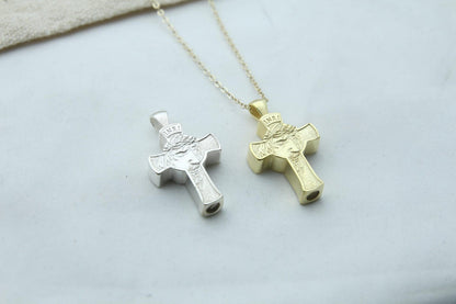 Divine Savior Urn Necklace – 925 Sterling Silver Jesus Cross Ash Pendant (24 mm)