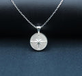 Compass Urn Necklace – 925 Sterling Silver Round Memorial Ash Pendant (15 mm)