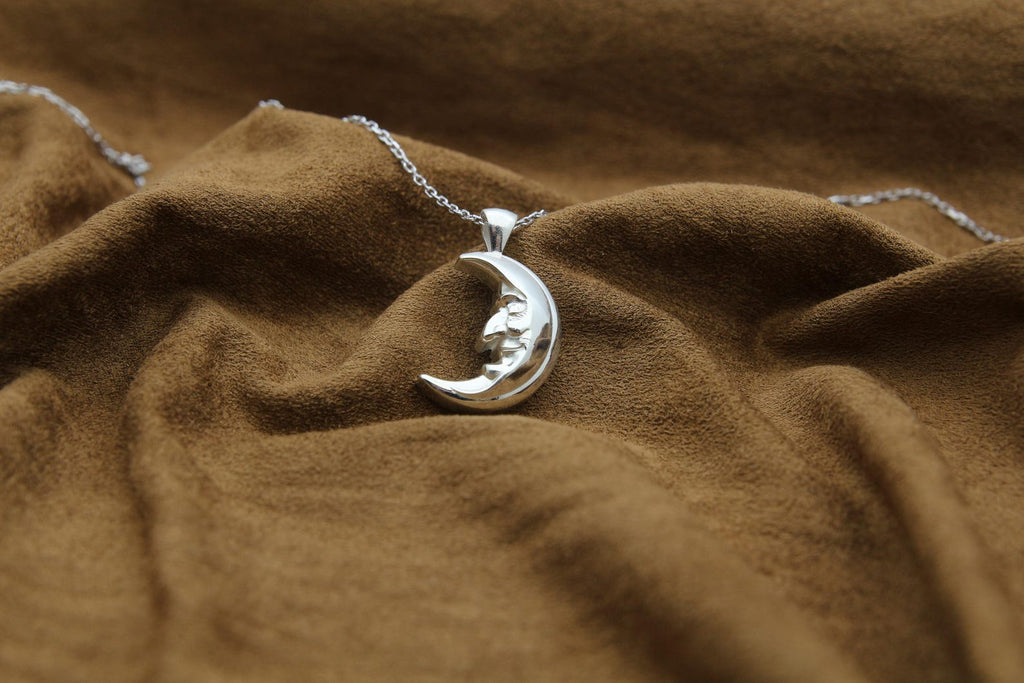 Moon Grandpa Urn Necklace – 925 Sterling Silver Memorial Ash Pendant (20 mm)