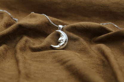 Moon Grandpa Urn Necklace – 925 Sterling Silver Memorial Ash Pendant (20 mm)