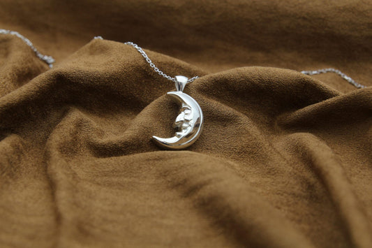 Moon Grandpa Urn Necklace – 925 Sterling Silver Memorial Ash Pendant (20 mm)
