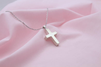 Cross Urn Necklace – 925 Sterling Silver Memorial Ash Pendant with Optional Engraving