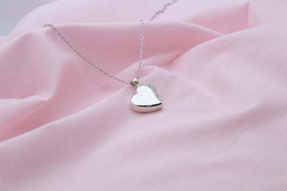 Heart Urn Necklace – 925 Sterling Silver Memorial Ash Pendant (15 mm) – Personalized Engraving Available