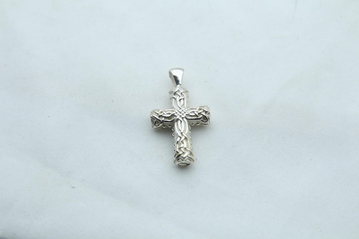 Celtic Cross Heritage Urn Necklace – 925 Sterling Silver Memorial Ash Pendant (24 mm)