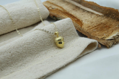 Autumn Acorn Memorial Urn Necklace – 925 Sterling Silver Ash Holder Pendant (13.5 mm) • Engravable