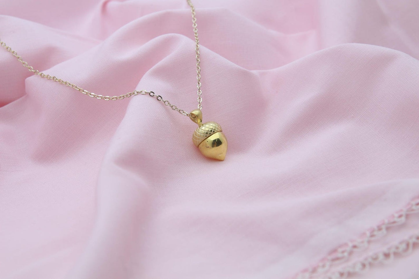 Autumn Acorn Memorial Urn Necklace – 925 Sterling Silver Ash Holder Pendant (13.5 mm) • Engravable