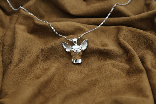 Chihuahua Love Memorial Urn Necklace – 925 Sterling Silver Dog Ash Pendant with Optional Engraving (20 mm)