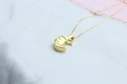 Lunar Goddess Silhouette Urn Necklace – 925 Sterling Silver Memorial Ash Pendant with Optional Engraving (16.5 mm)