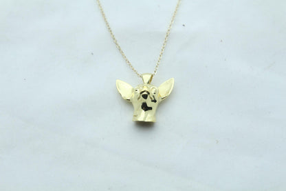 Tiny Companion Chihuahua Urn Necklace – 925 Sterling Silver Dog Ash Pendant with Optional Engraving (20 mm)