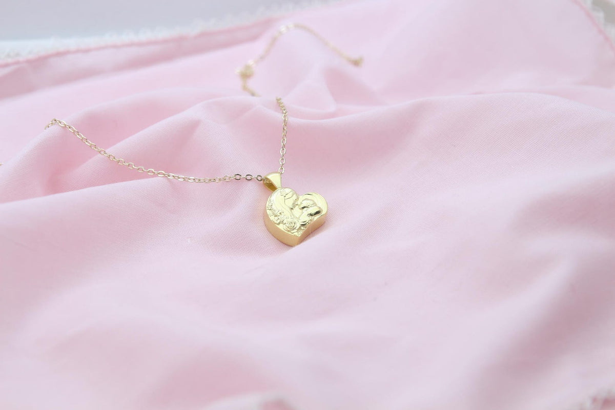 Eternal Bond Mother & Child Urn Necklace – 925 Sterling Silver Heart Ash Pendant (16 mm)