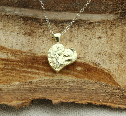Eternal Bond Mother & Child Urn Necklace – 925 Sterling Silver Heart Ash Pendant (16 mm)