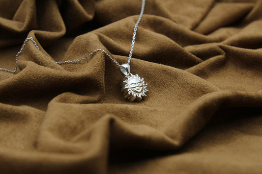 Radiant Sunfire Memorial Urn Necklace – 925 Sterling Silver Sun Ash Pendant with Optional Engraving (14 mm)