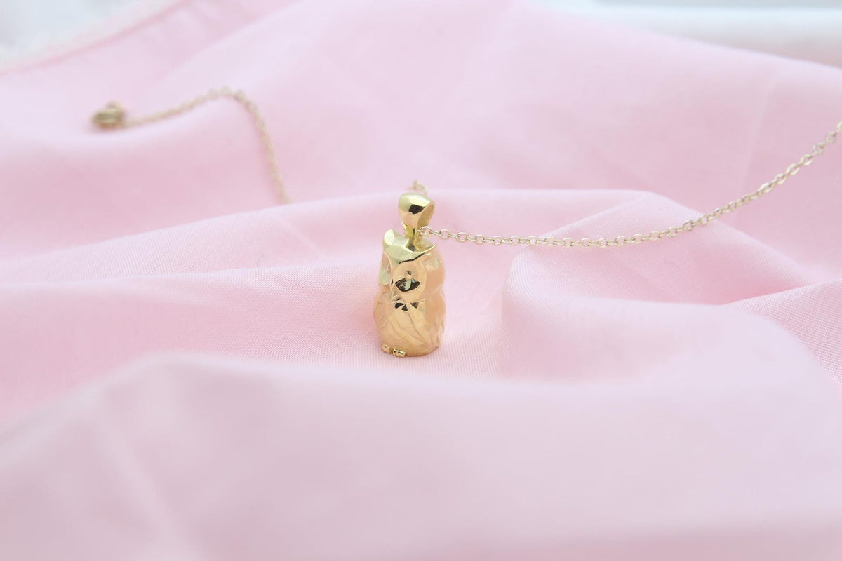 Night Guardian Owl Urn Necklace – 925 Sterling Silver Ash Pendant with Optional Engraving (17 mm)
