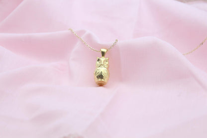 Night Guardian Owl Urn Necklace – 925 Sterling Silver Ash Pendant with Optional Engraving (17 mm)