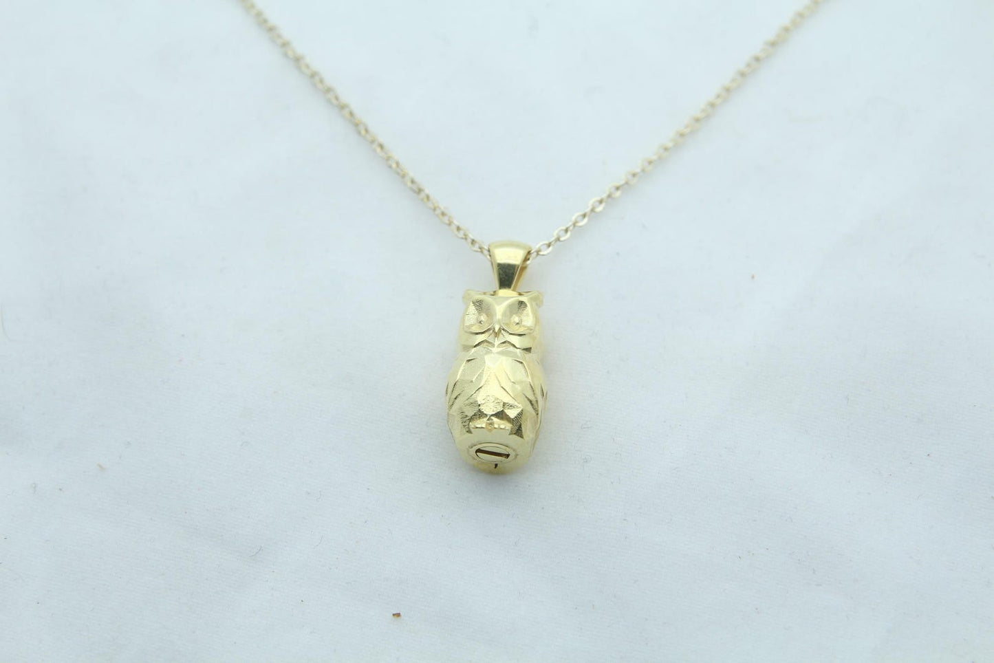 Night Guardian Owl Urn Necklace – 925 Sterling Silver Ash Pendant with Optional Engraving (17 mm)