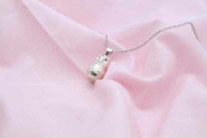 Mystic Owl Memorial Urn Necklace – 925 Sterling Silver Ash Pendant with Optional Engraving (17 mm)
