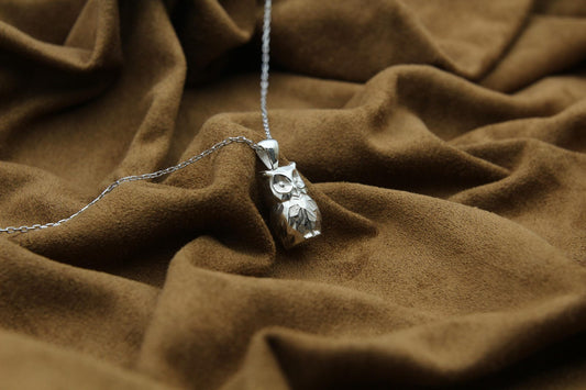 Mystic Owl Memorial Urn Necklace – 925 Sterling Silver Ash Pendant with Optional Engraving (17 mm)