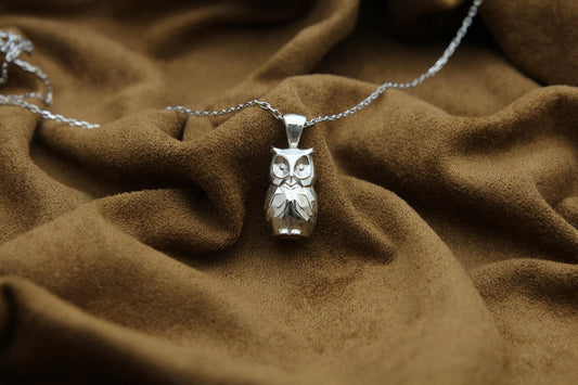 Mystic Owl Memorial Urn Necklace – 925 Sterling Silver Ash Pendant with Optional Engraving (17 mm)