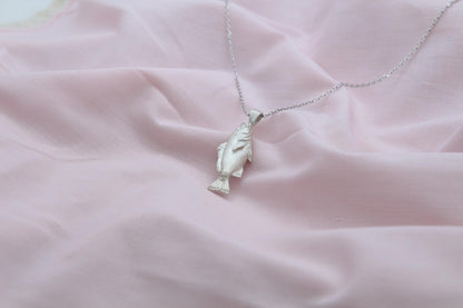Ocean Whisper Fish Urn Necklace – 925 Sterling Silver Memorial Ash Pendant (27 mm)