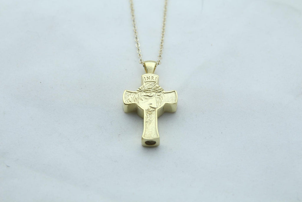 Sacred Cross Jesus Figure Urn Necklace – 925 Sterling Silver Memorial Ash Pendant (24 mm)