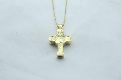 Sacred Cross Jesus Figure Urn Necklace – 925 Sterling Silver Memorial Ash Pendant (24 mm)