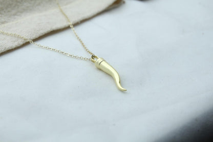 Cornicello Spirit Urn Necklace – 925 Sterling Silver Italian Horn Ash Pendant (26 mm)