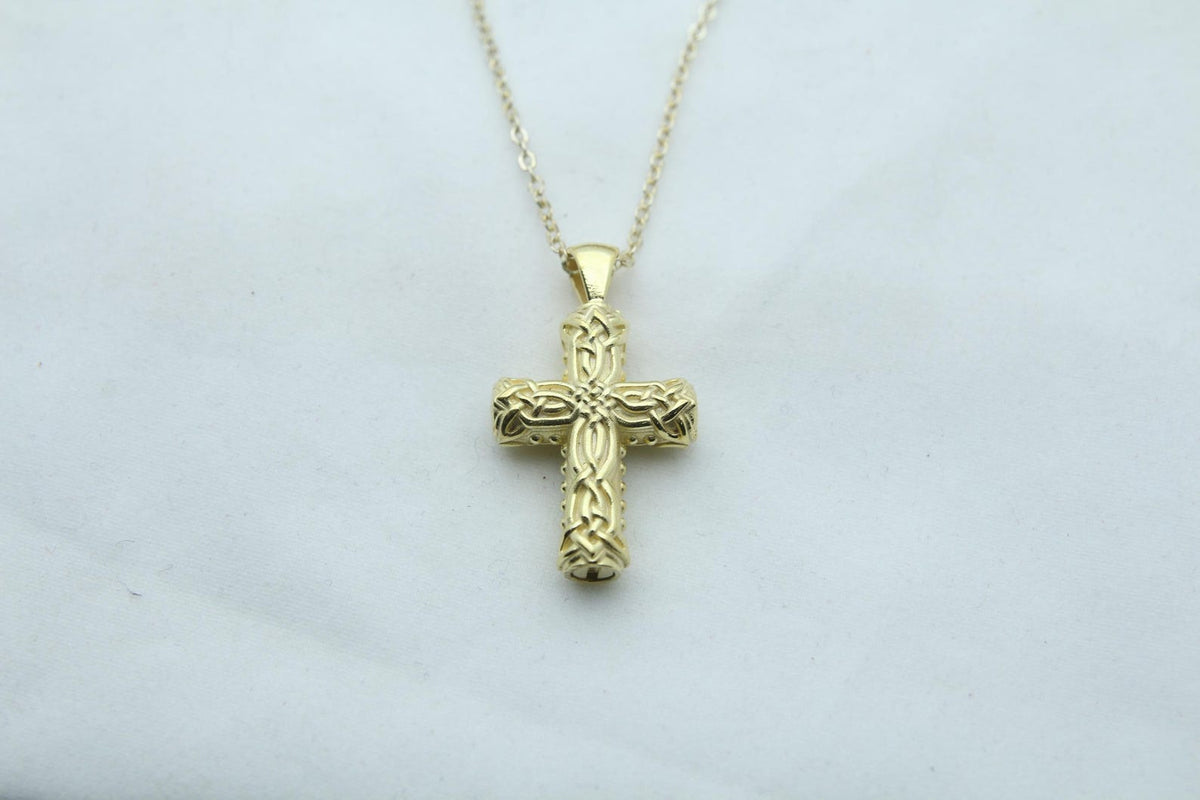 Celtic Cross Heritage Urn Necklace – 925 Sterling Silver Memorial Ash Pendant (24 mm)
