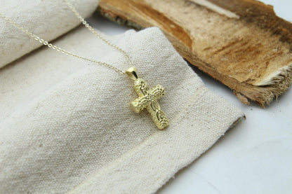 Celtic Cross Heritage Urn Necklace – 925 Sterling Silver Memorial Ash Pendant (24 mm)