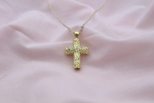 Celtic Cross Heritage Urn Necklace – 925 Sterling Silver Memorial Ash Pendant (24 mm)