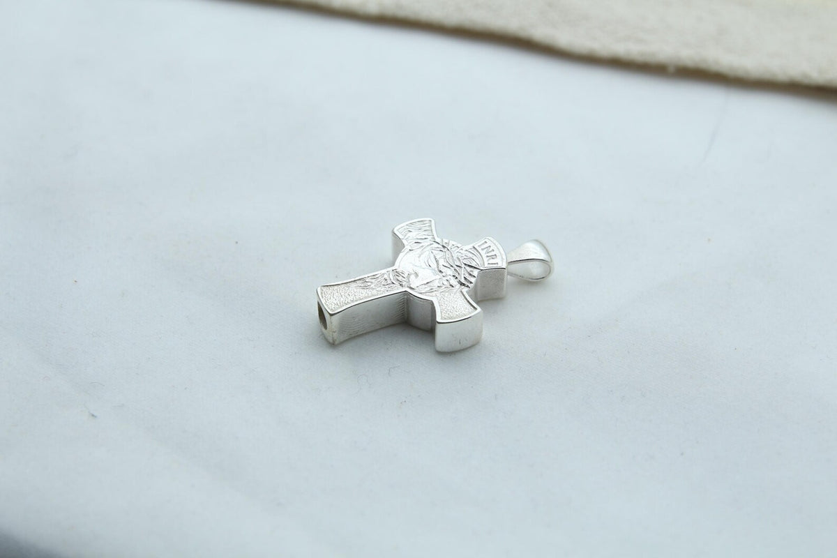 Divine Savior Urn Necklace – 925 Sterling Silver Jesus Cross Ash Pendant (24 mm)