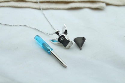 Chihuahua Love Memorial Urn Necklace – 925 Sterling Silver Dog Ash Pendant with Optional Engraving (20 mm)