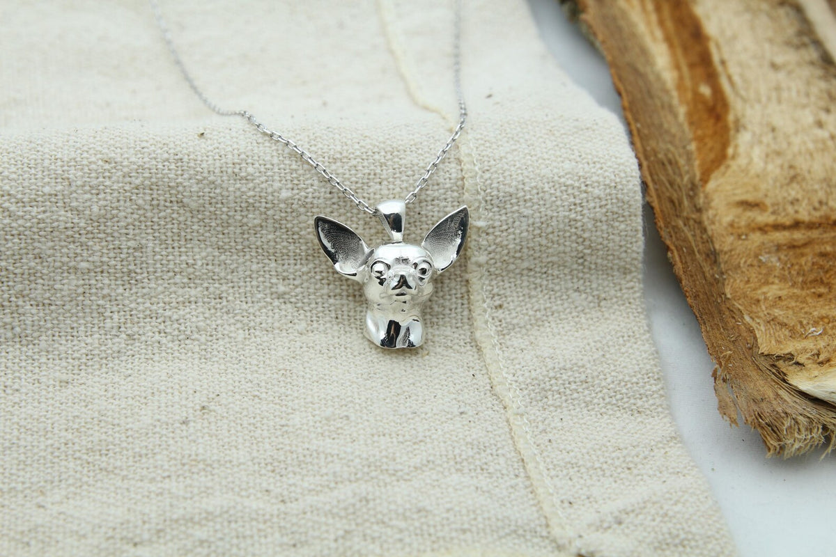 Chihuahua Love Memorial Urn Necklace – 925 Sterling Silver Dog Ash Pendant with Optional Engraving (20 mm)