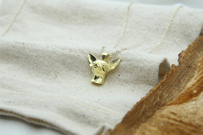 Tiny Companion Chihuahua Urn Necklace – 925 Sterling Silver Dog Ash Pendant with Optional Engraving (20 mm)