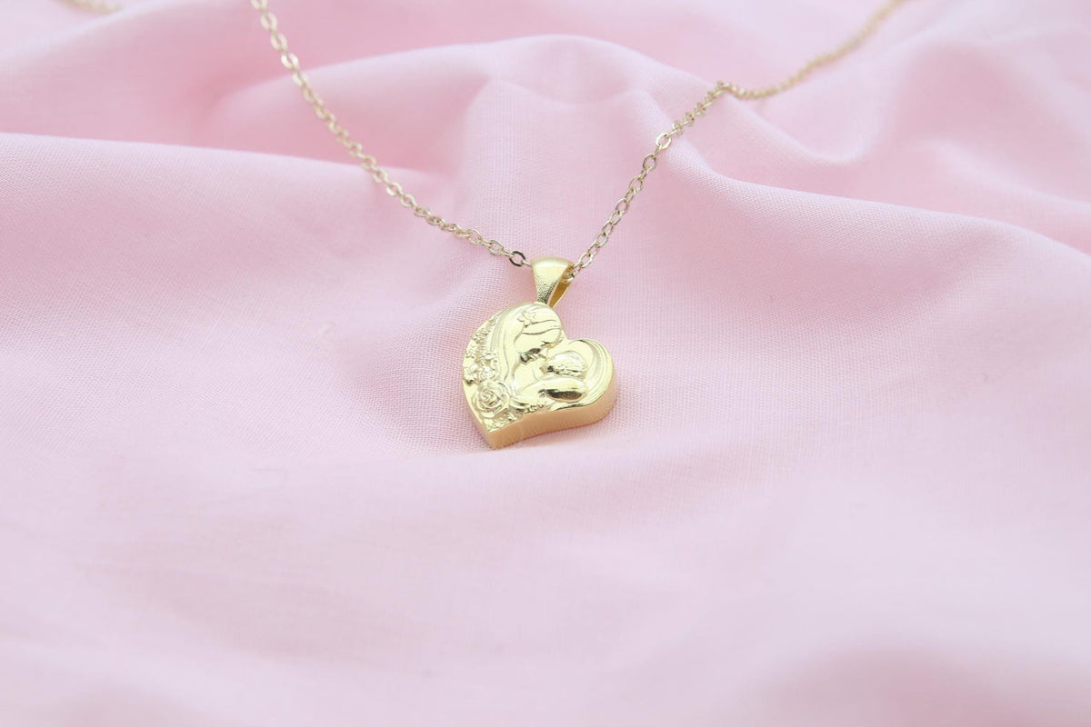 Eternal Bond Mother & Child Urn Necklace – 925 Sterling Silver Heart Ash Pendant (16 mm)