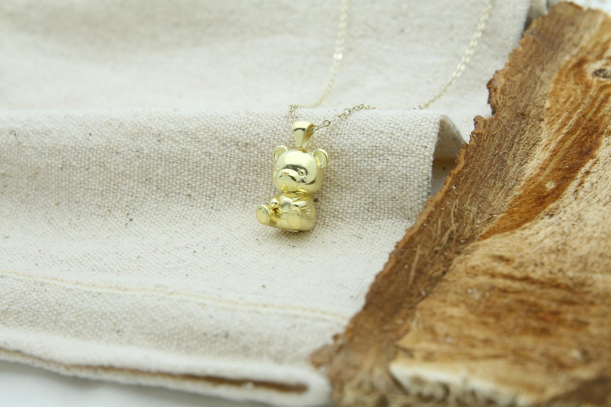 Bear Urn Necklace – 925 Sterling Silver Memorial Ash Pendant (18 mm)