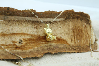 Bear Urn Necklace – 925 Sterling Silver Memorial Ash Pendant (18 mm)
