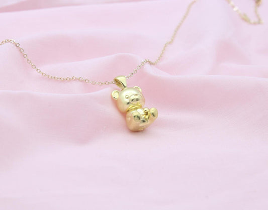 Bear Urn Necklace – 925 Sterling Silver Memorial Ash Pendant (18 mm)