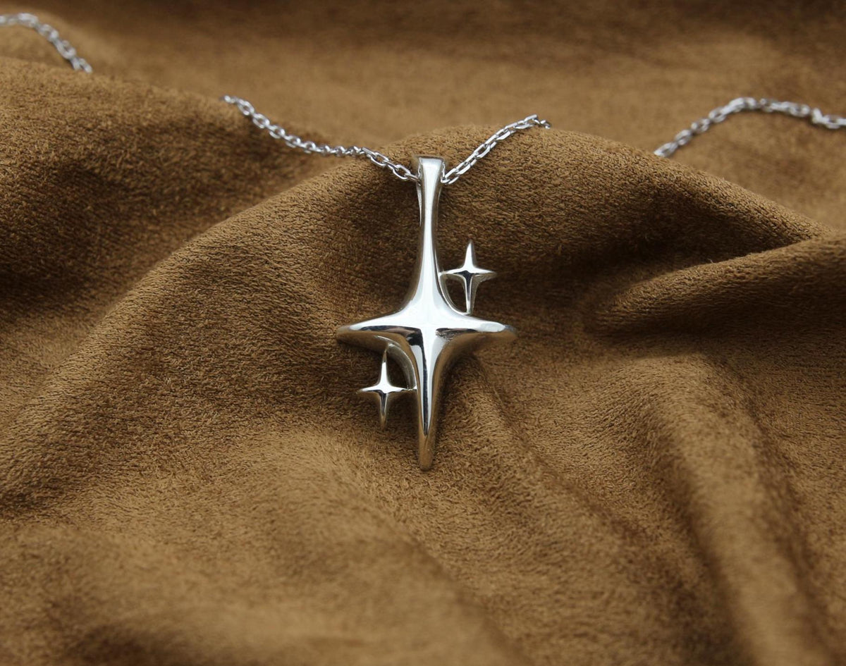 North Star Urn Necklace – 925 Sterling Silver Memorial Ash Pendant (26 mm / 32 mm)