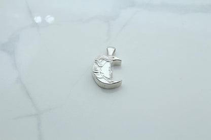 Moon Woman Silhouette Urn Necklace – 925 Sterling Silver Memorial Ash Pendant (16.5 mm)