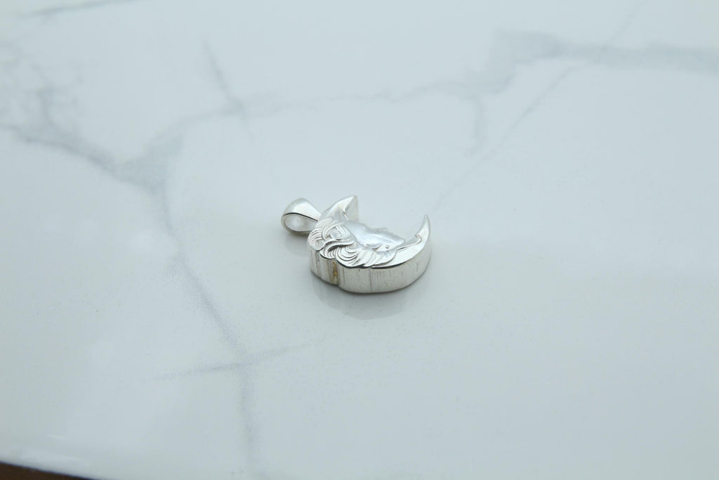 Moon Woman Silhouette Urn Necklace – 925 Sterling Silver Memorial Ash Pendant (16.5 mm)
