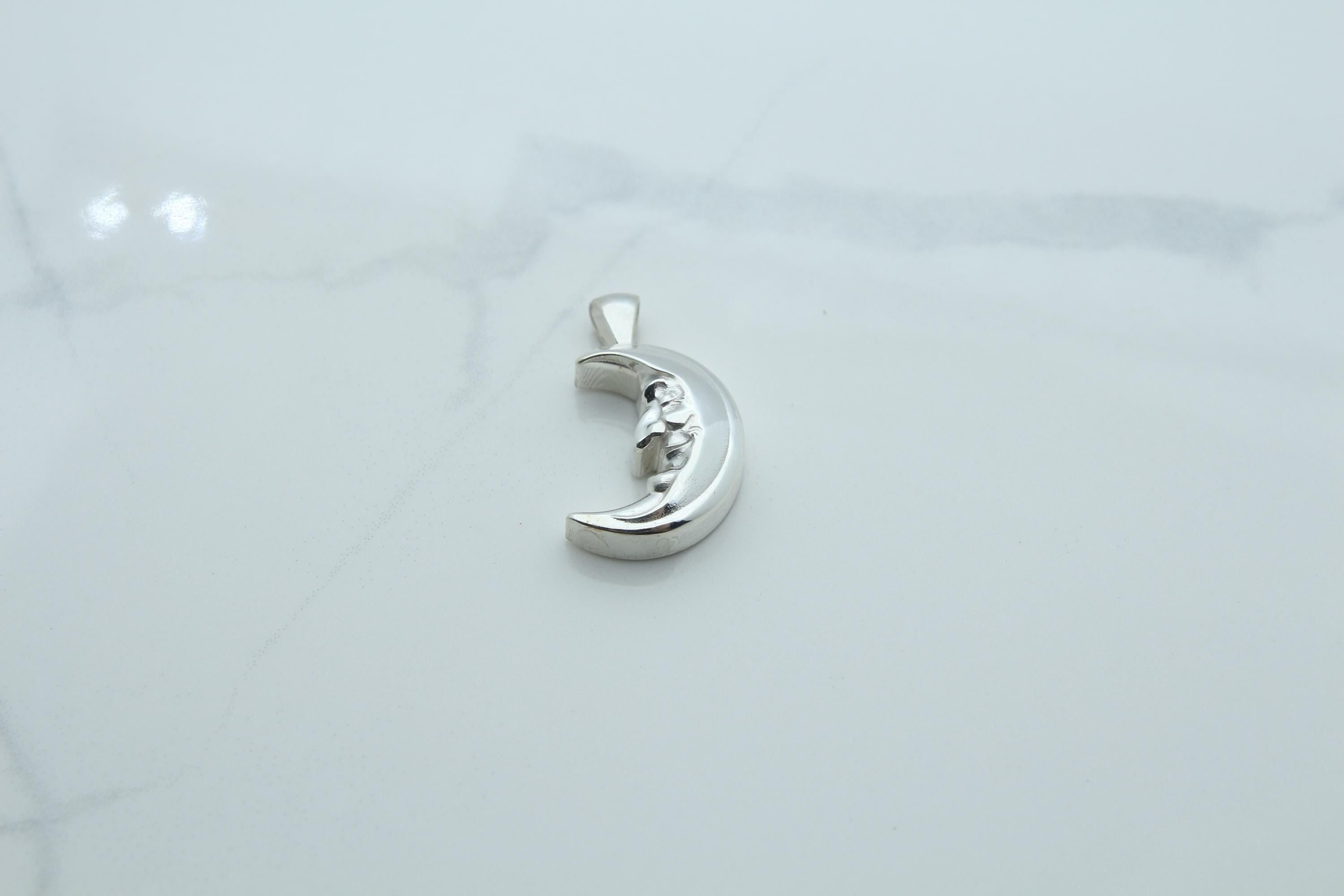 Moon Grandpa Urn Necklace – 925 Sterling Silver Memorial Ash Pendant (20 mm)
