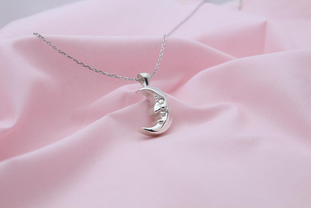 Moon Grandpa Urn Necklace – 925 Sterling Silver Memorial Ash Pendant (20 mm)
