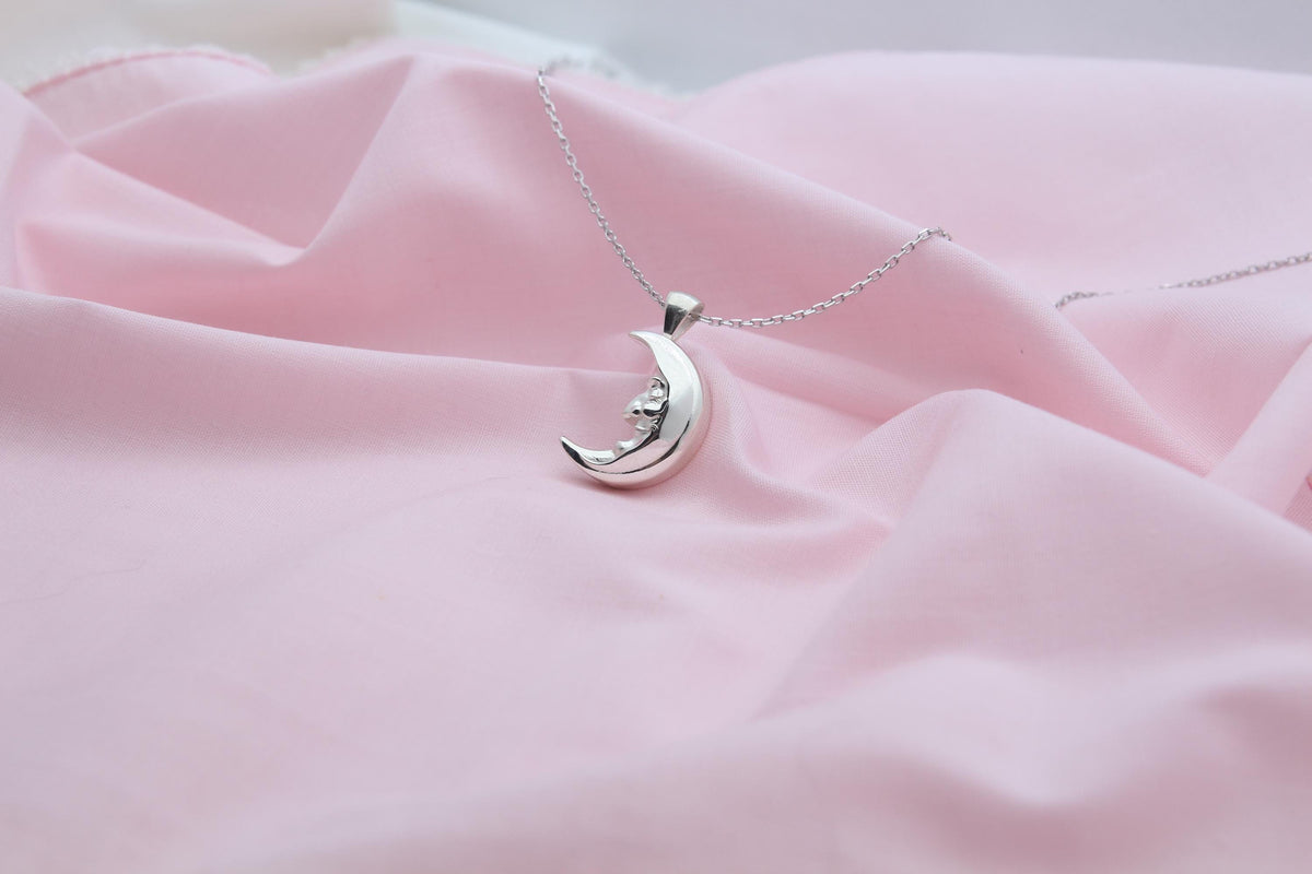 Moon Grandpa Urn Necklace – 925 Sterling Silver Memorial Ash Pendant (20 mm)