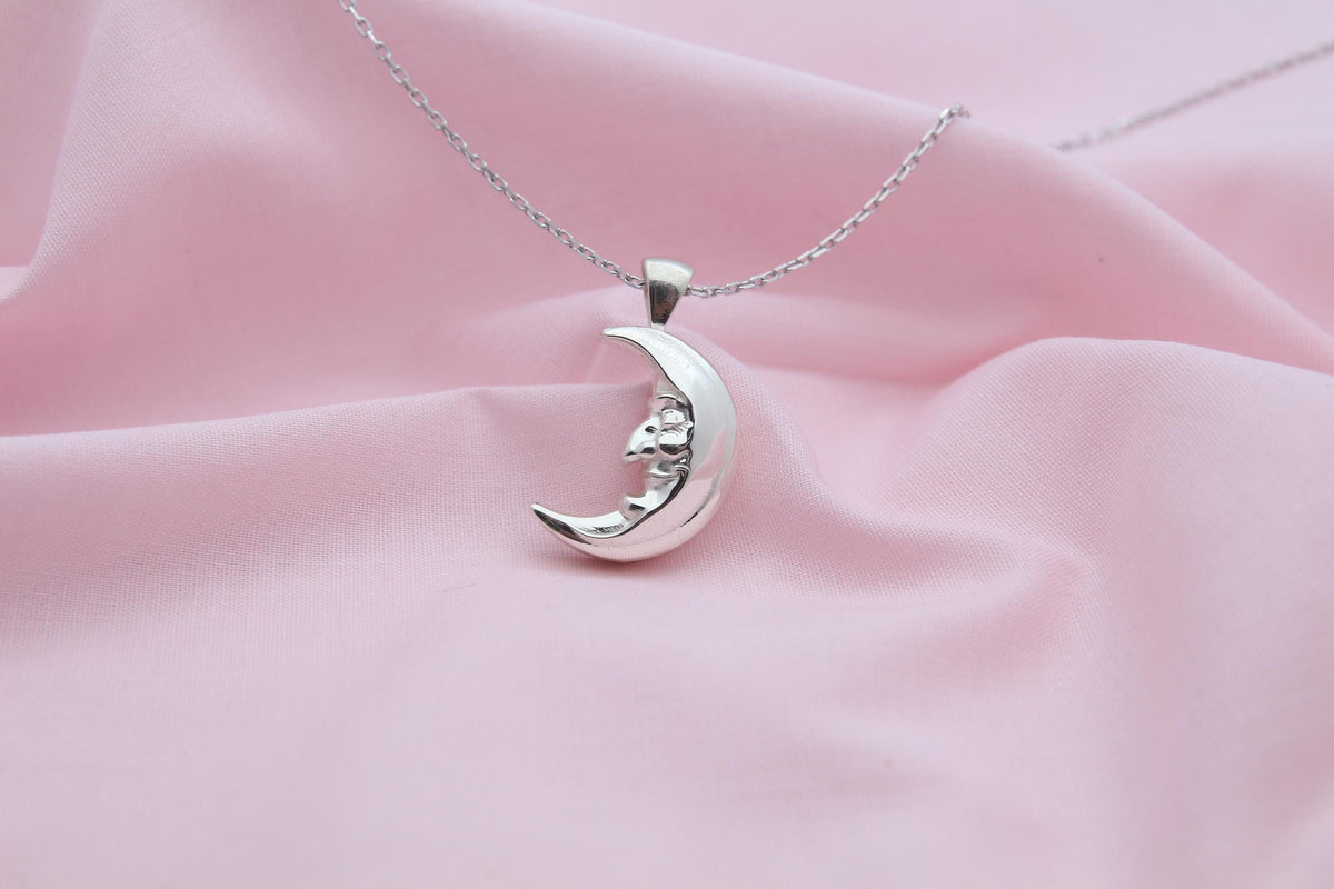 Moon Grandpa Urn Necklace – 925 Sterling Silver Memorial Ash Pendant (20 mm)